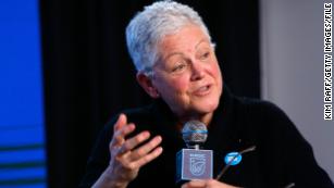 In this January 24, 2020, file photo, Gina McCarthy speaks at the EW x NRDC Sundance Film Festival Panel Series in Park City, Utah.