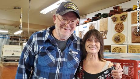 Mike and Judy Sullivan work all year long in their shop making toys for children. 
