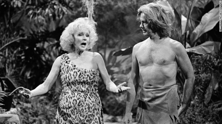 White plays Jane opposite Johnny Carson in a Tarzan skit for &quot;The Tonight Show&quot; in 1981. 