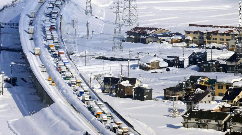 1,000 people stuck overnight in Japan traffic jam stretching 9 miles long