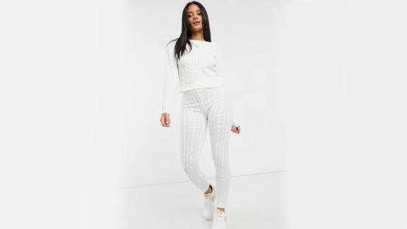 Femme Luxe Cropped Cable Knit Sweater and Skinny Legging Two-Piece