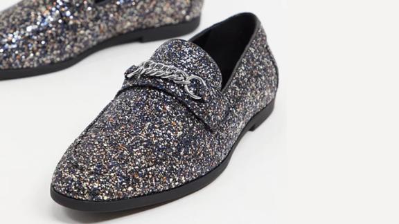Asos Design Loafers in Black Glitter With Snaffle Detail
