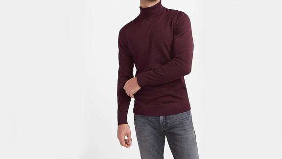 Express Solid Merino Wool-Blend Turtleneck Sweater