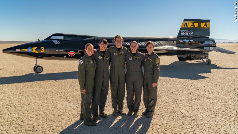 The women of class 2020A of the US Air Force Test Pilot School at Edwards Air Force Base.