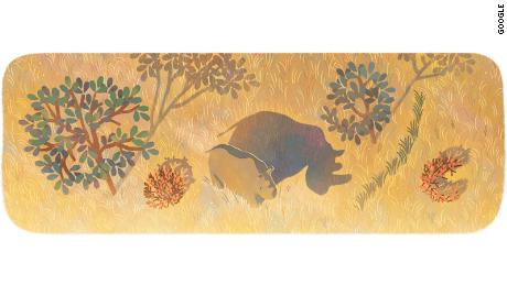 Google Doodle pays tribute to Sudan, the last surviving male rhino who could help save the species. 