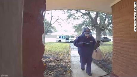 Lisette LeJeune&#39;s doorbell camera recorded her mail carrier leaving a package for her and her sons, while they fought Covid-19.