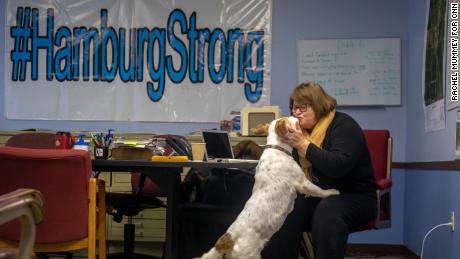 &quot;We don&#39;t care what your label is, what your party is, if you&#39;re going to help us,&quot; said Hamburg, Iowa, Mayor Cathy Crain, pictured here in her City Hall office this past January.