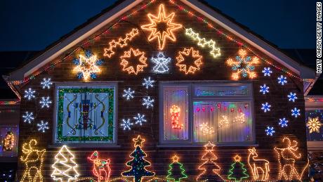 Shown here are festive Christmas lights on display in Trinity Close in Burnham-on-Sea on December 6, 2018, in Somerset, England.