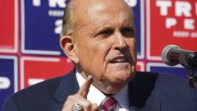 Attorney for the President, Rudy Giuliani, speaks at a news conference in the parking lot of a landscaping company on November 7, 2020 in Philadelphia. 