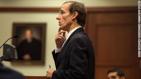 Then-defense attorney David Bernhard questions his witness during the trial of Julio Blanco Garcia at in Fairfax, Virginia, on August 22, 2013.