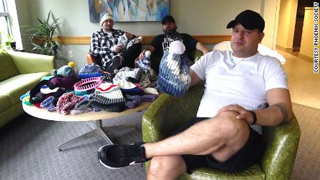 Ben Slaney, Sean Brossard and Nelson Mendonca started knitting to overcome their addictions.