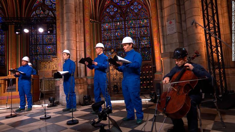 Cello player Gautier Capucon and the Notre Dame cathedral choir record a Christmas concert on December 19.