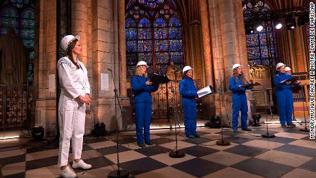 Soprano Julie Fuchs and the Notre Dame cathedral choir recorded the Christmas concert on December 19.