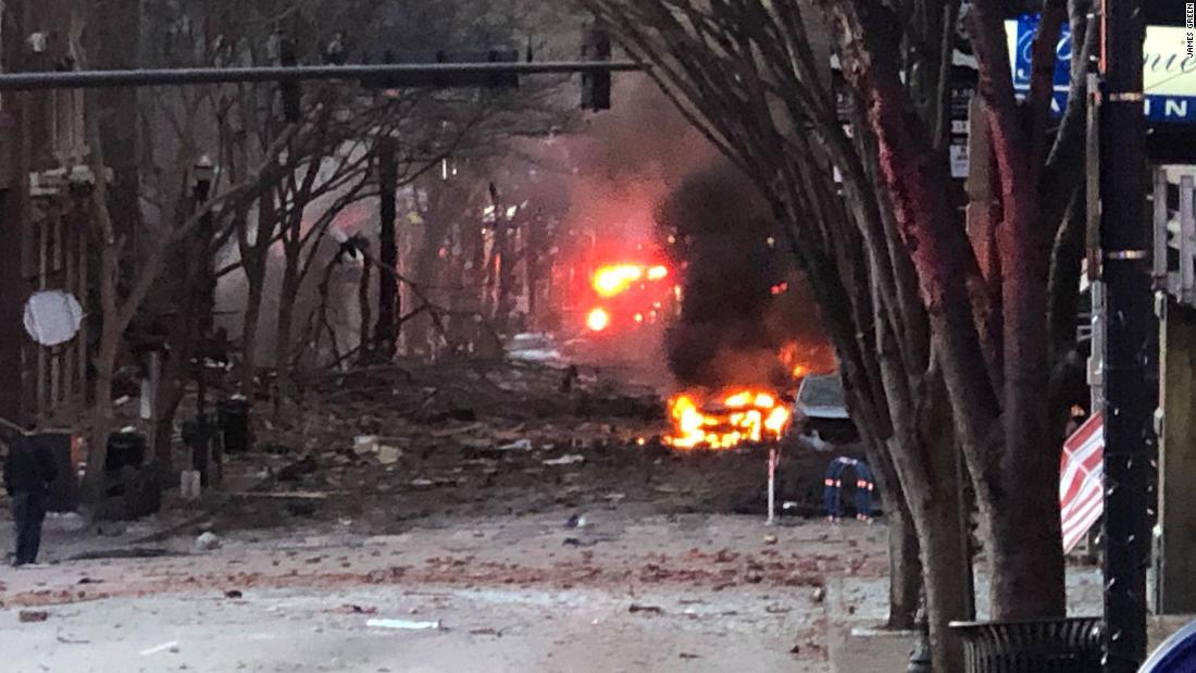 Police say a Christmas morning explosion in downtown Nashville, Tennessee, is 'linked to a vehicle'