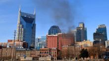 Smoke rises from downtown Nashville after an explosion.