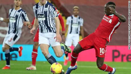 Liverpool&#39;s Sadio Mane scores the opening goal against West Bromwich Albion after neatly controlling Joel Matip&#39;s sharp pass on Sunday, December 27. 