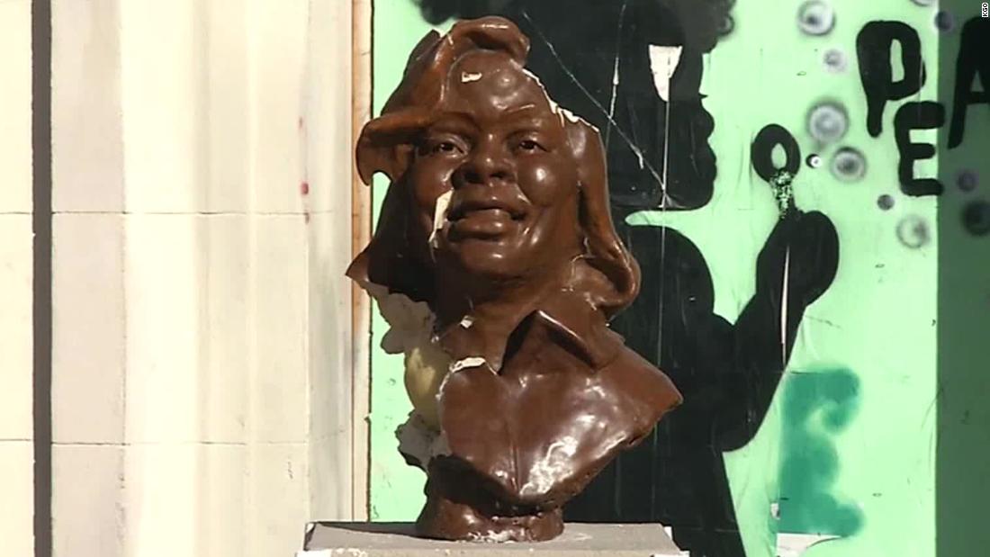 A bust of Breonna Taylor was damaged in an apparent act of vandalism