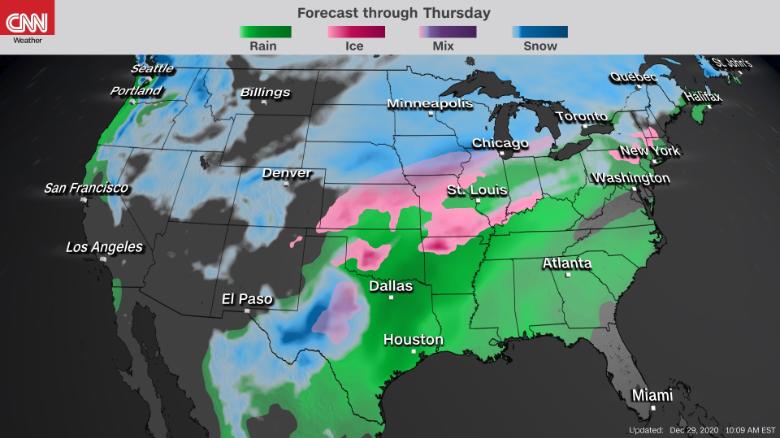 Double winter storms will bring snow and ice for New Year’s Eve