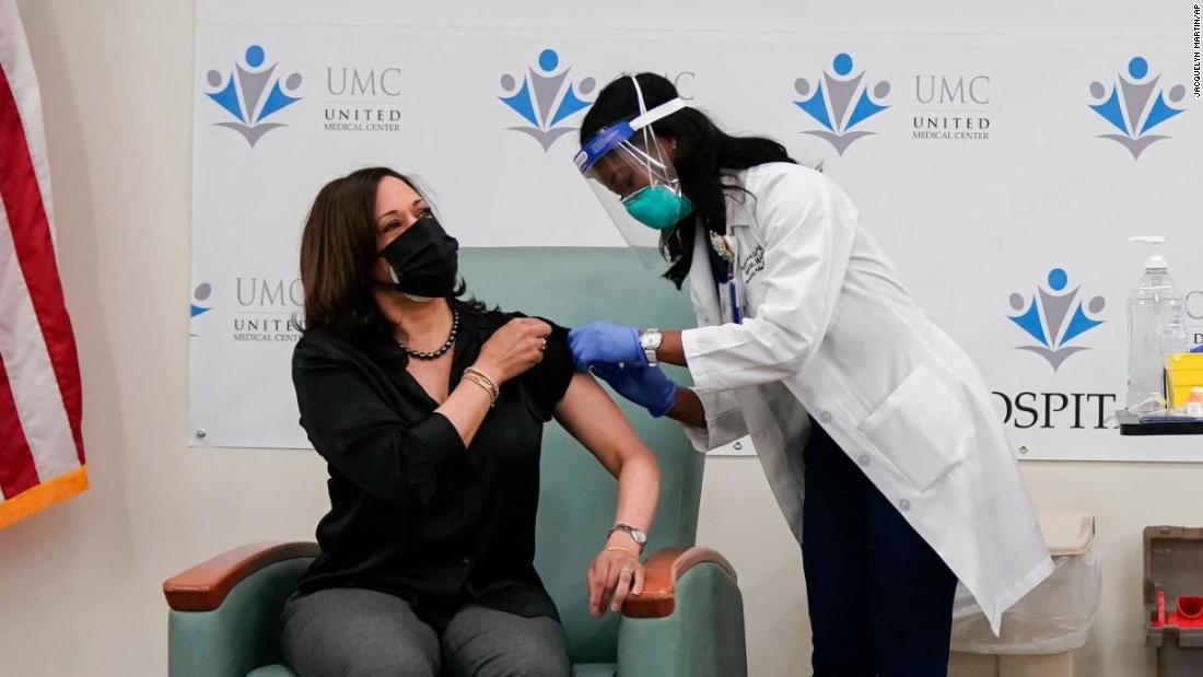 Kamala Harris receives her first dose of the Covid-19 vaccine - CNN Video