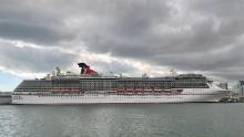 The cruise ship &quot;Carnival Pride&quot; part of the Carnival Cruise Line is seen moored at a quay in the port of Miami. 