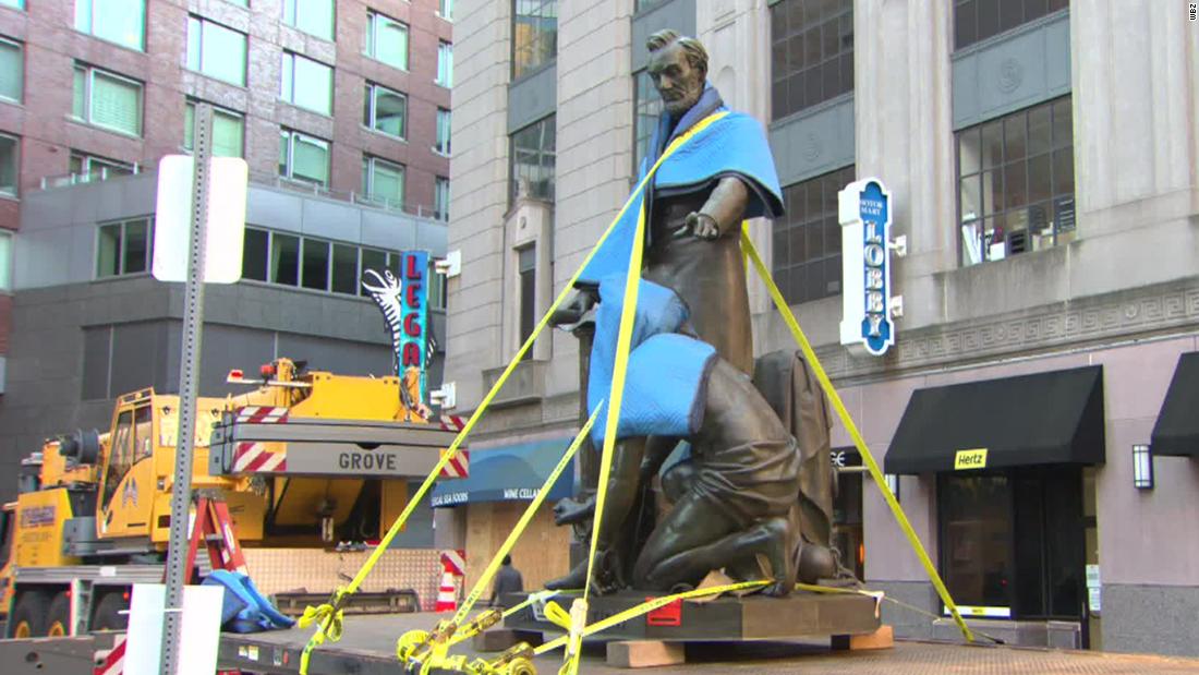 Emancipation Group: Boston statue depicting a slave kneeling before Lincoln is removed