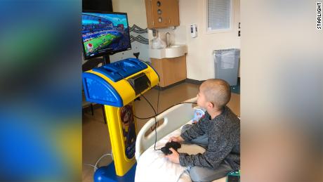 Lyndon was the very first patient at Mary Bridge to play on the newest version of Starlight Gaming.