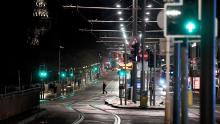 Members of the public are seen on a quiet Princess Street on Hogmanay on December 31, 2020 in Edinburgh, Scotland.