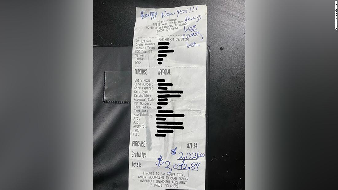 Miami coffee starts the new year with a shock after a customer left a $ 2,021 tip