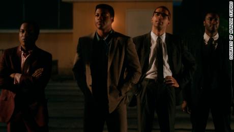 (From left) Leslie Odom Jr., Eli Goree, Kingsley Ben-Adir and Aldis Hodge star in &quot;One Night in Miami.&quot; 