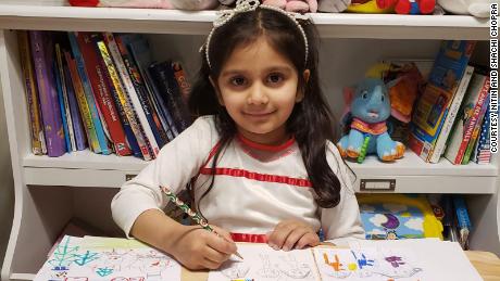 Aryana Chopra spent two weeks making cards for seniors at a nursing home in New York state.