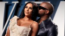 Kim Kardashian West and Kanye West attend the Vanity Fair Oscar Party in February 2020.