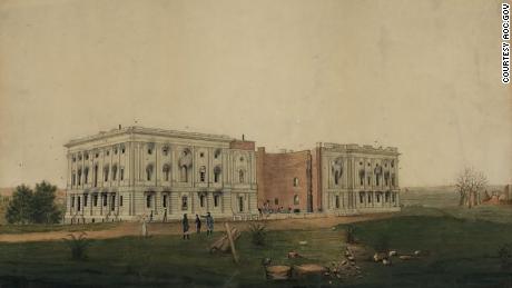 A view of the Capitol after the British burning on the 24th August 1814.