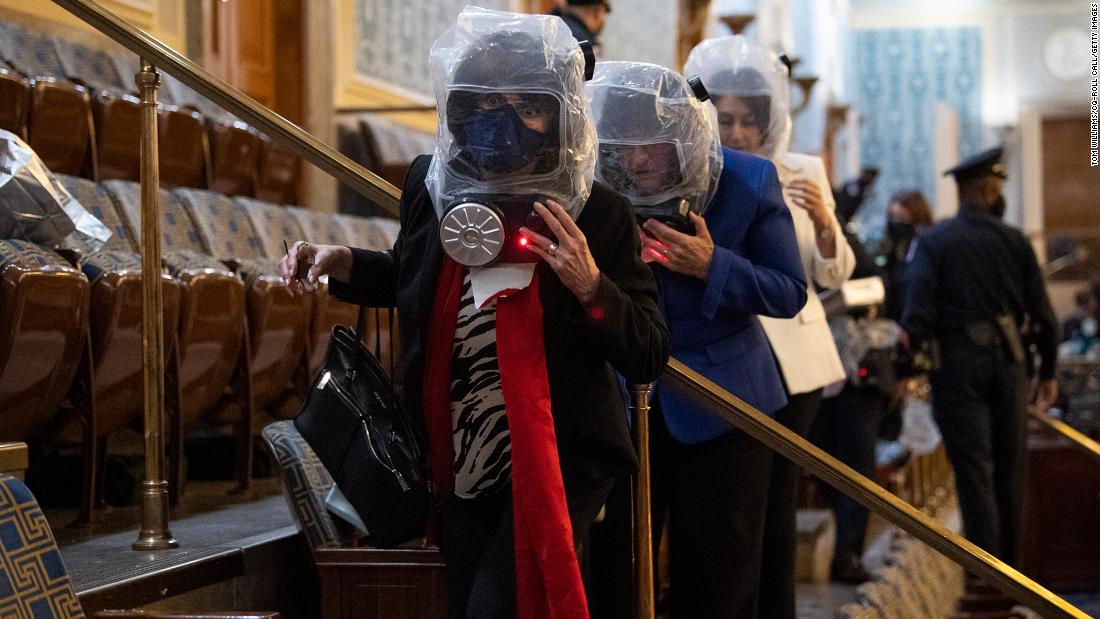 US Reps. Lucille Roybal-Allard and Annie Kuster take cover while rioters were in the Capitol.