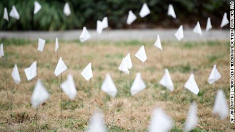 Flags symbolize those who have died of the coronavirus at a live COVID-19 memorial outside the City-County Building in Knoxville, Tenn. on Wednesday, Dec. 30, 2020. More flags will be added as deaths continue. Kns Covid Memorial RANK3