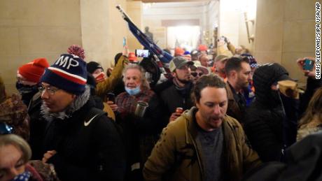 Protestors storm the Capitol building during a joint session of Congress in Washington, DC on Wednesday, January 6, 2021. The joint session of the House and Senate was sent to recess after the breach as it convened to confirm the Electoral College votes cast in November&#39;s election. (Photo by Chris Kleponis/Sipa USA)(Sipa via AP Images)