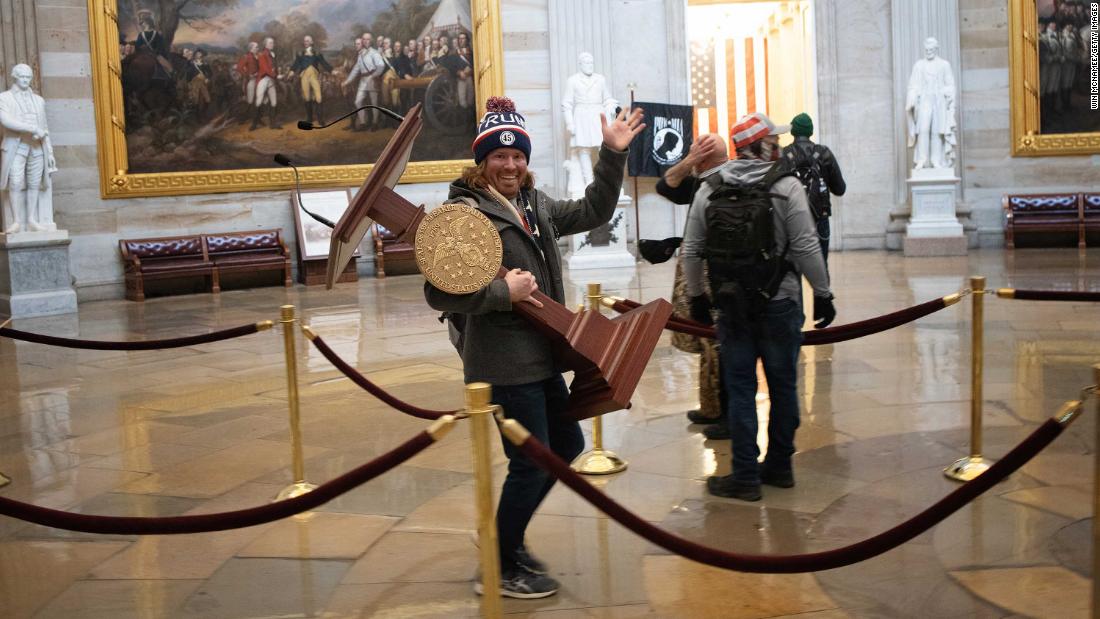 Man seen carrying Pelosi's podium in US Capitol riot arrested