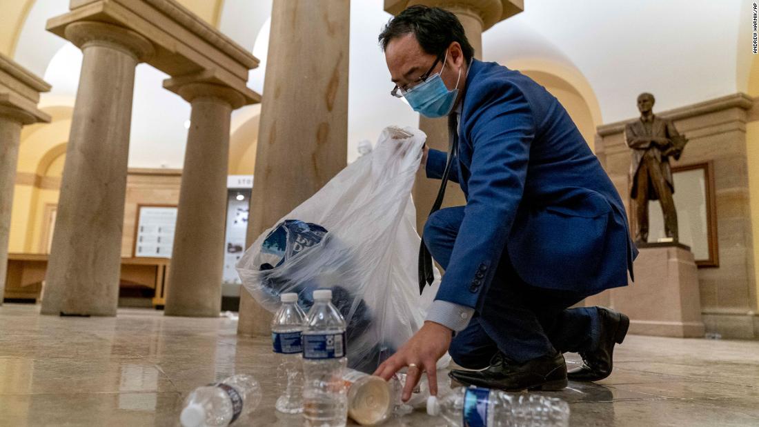 Congressman Andy Kim collected garbage on Capitol Hill after a riot