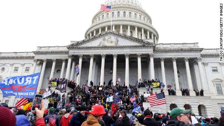 Trump supporters gather on the U.S. Capitol Building on January 06, 2021 in Washington, DC.