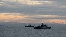 Two Indonesian Navy ships search for Sriwijaya Air plane flight SJ182 on KRI Gilimanuk war ship on January 10, 2021.