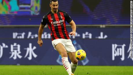 Zlatan Ibrahimovic passes the ball during the Serie A match between AC Milan and Torino.