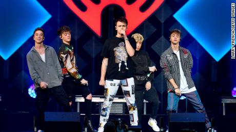 (From left) Daniel Seavey, Zach Herron, Jonah Marais, Jack Avery and Corbyn Besson of Why Don't We perform onstage during HOT 99.5's Jingle Ball 2019 on December 16, 2019, in Washington, DC. 