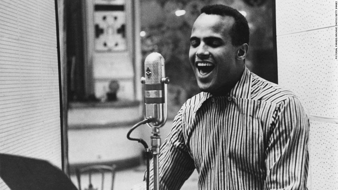 Belafonte performs in a recording studio circa 1957.