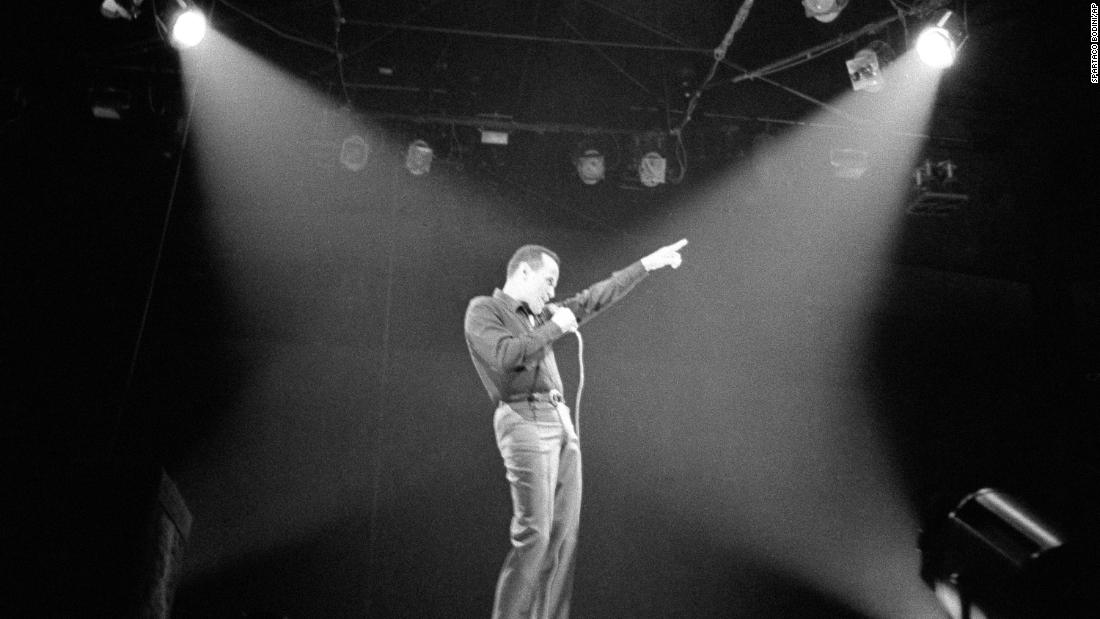 Belafonte performs in Paris at an event benefiting the US civil rights movement in 1966.