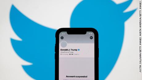 SAN ANSELMO, CALIFORNIA - JANUARY 08: The suspended Twitter account of U.S. President Donald Trump appears on an iPhone screen on January 08, 2021 in San Anselmo, California. Citing the risk of further incitement of violence following an attempted insurrection on Wednesday, Twitter permanently suspended President Donald Trump&#39;s account. (Photo Illustration by Justin Sullivan/Getty Images)