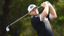 Hatton tees off on the DP World Tour Championship.