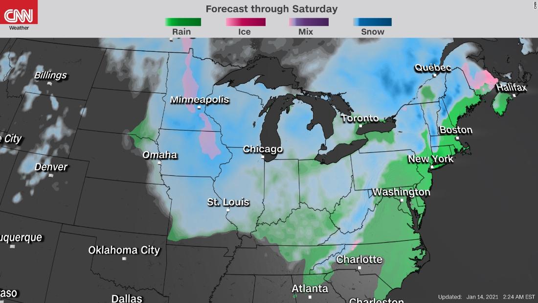 The center of the USA was hit by a great wind storm, blizzard