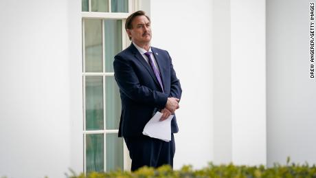 MyPillow CEO Mike Lindell waits outside the West Wing of the White House before entering on January 15, 2021 in Washington, DC.