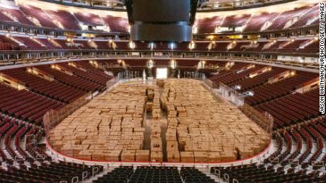 Non-perishable food items are expected to be delivered to the United Center in Chicago in April.