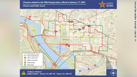 Security forces have clamped a ring of steel on Washington through Biden&#39;s inauguration, amid fears of violence. The National Mall is closed off, meaning there will be no huge crowd for the new President, and bridges over the Potomac will be closed.