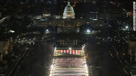 Approximately 191,500 US flags cover part of the National Mall and represent the American people who are unable to travel to Washington, DC for the inauguration. 